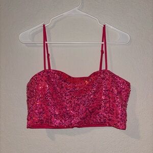 New Year’s Pink Sequin Top and Skirt Set